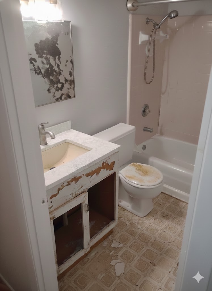 Rotten subfloor before repair