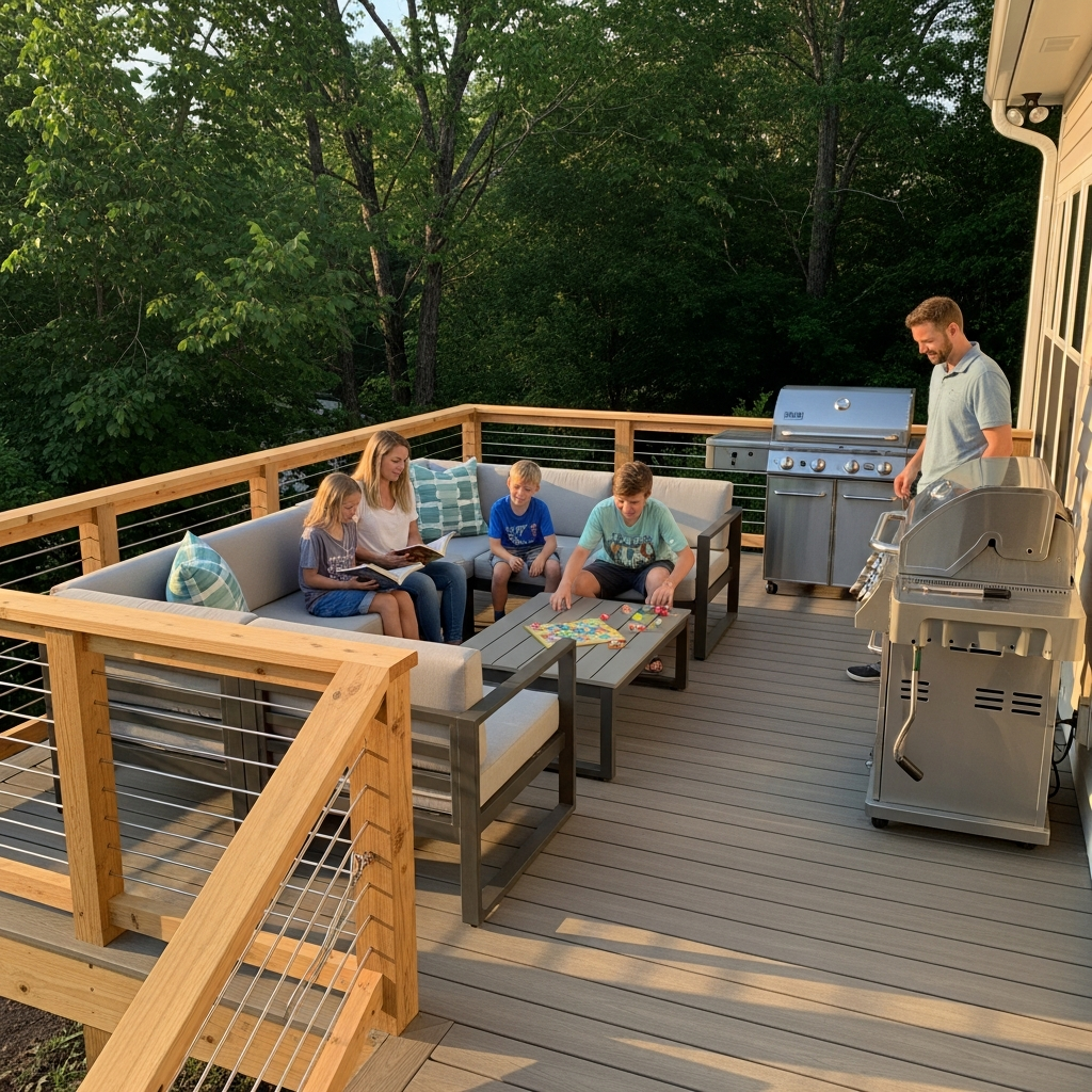 Beautiful new composite deck built by sHomeRepair in Athens, GA.