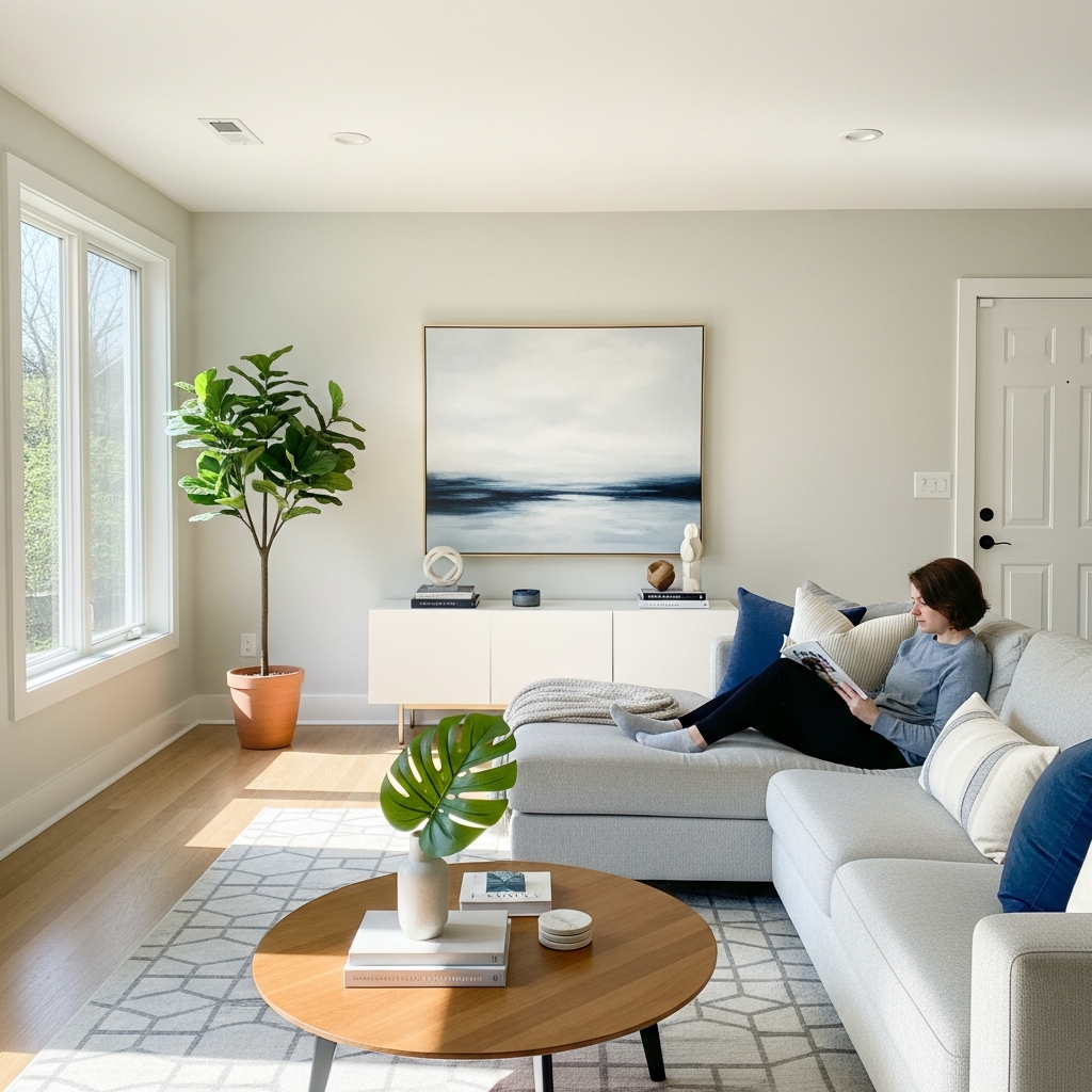 Spotless and clean living room in an Athens, GA home after cleaning service by sHomeRepair