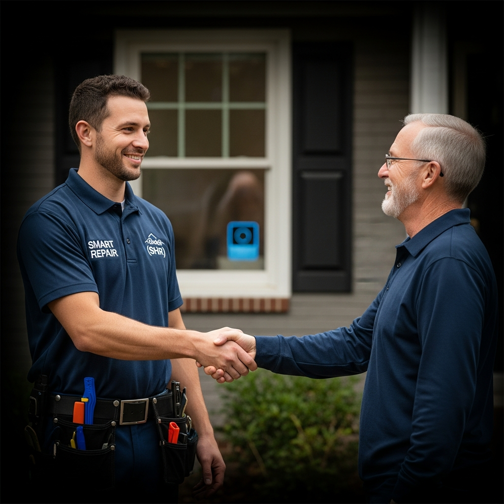 Smart Home Repair Handyman shaking hands with homeowner in Athens, GA.