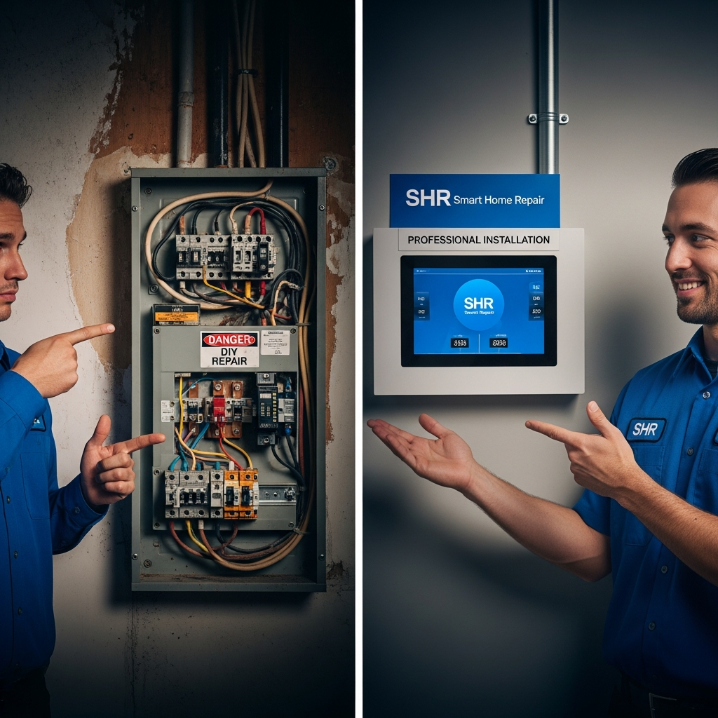 Dangers of DIY electrical panel installation vs professional installation by Smart Home Repair in Athens, GA