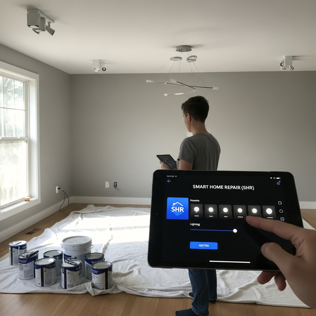 Smart Home Repair: Homeowner using smart technology during renovation project in Athens, GA