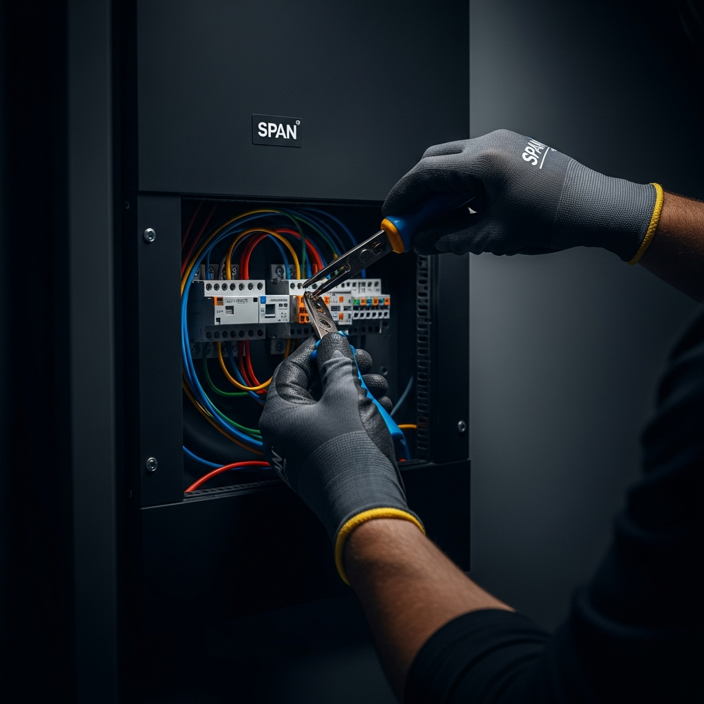 Professional Smart Home Repair electrician installing a SPAN electrical panel in Athens, GA