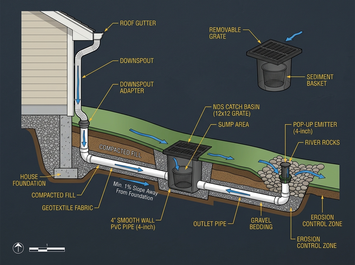 Catch Basin Downspout Connection Diagram - Smart Home Repair