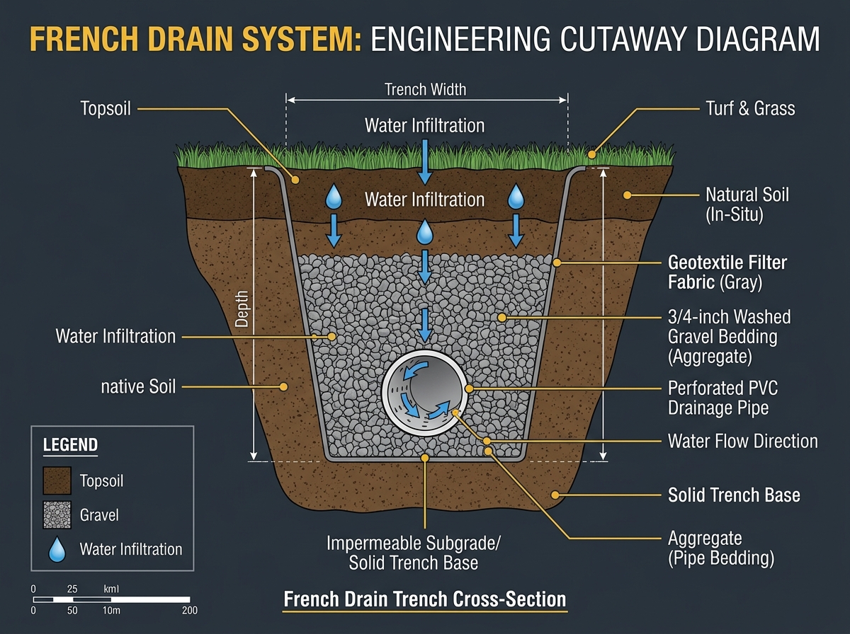 French Drain Cutaway Diagram - Smart Home Repair
